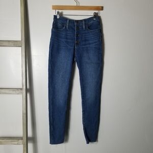 J CREW BUTTON DOWN HIGH RISE SKINNY JEANS SIZE 27